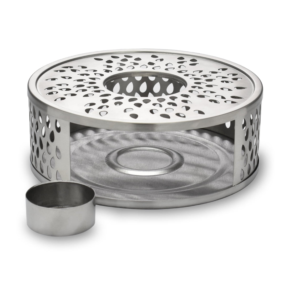 Design Edelstahl Stövchen "Leaf" mit Teelichthalter