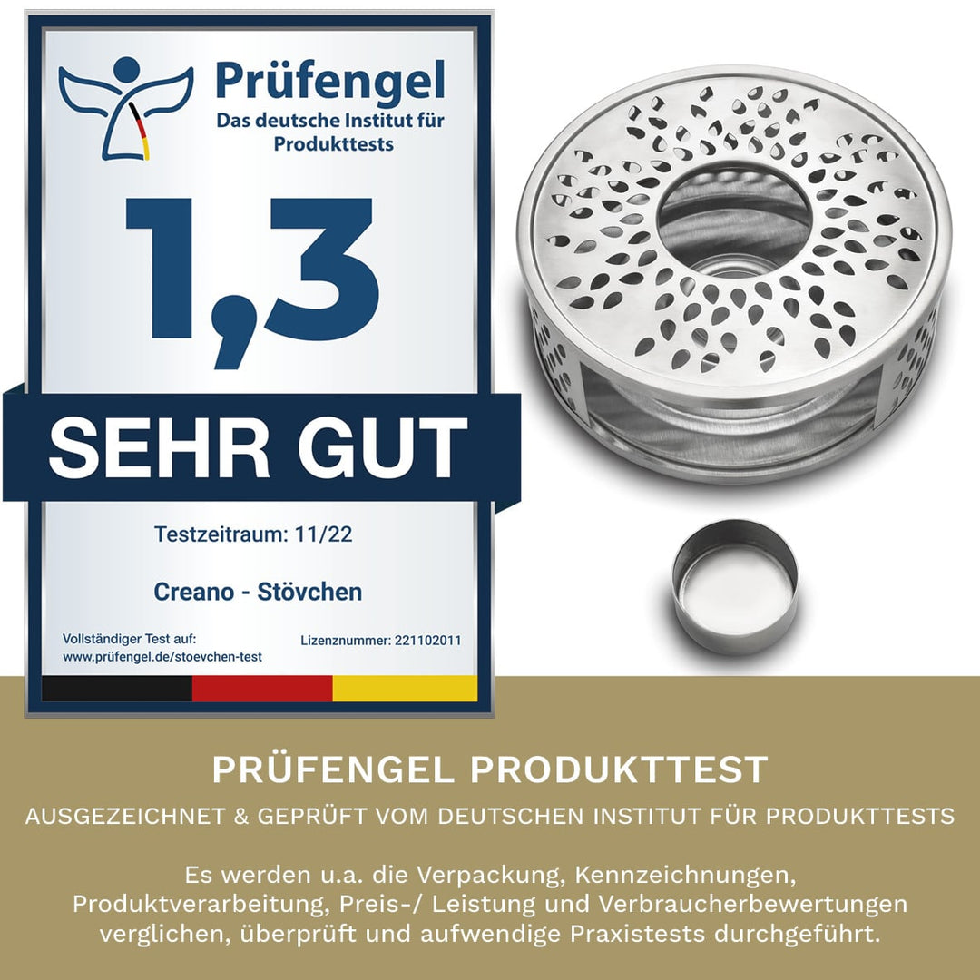 Design Edelstahl Stövchen "Leaf" mit Teelichthalter