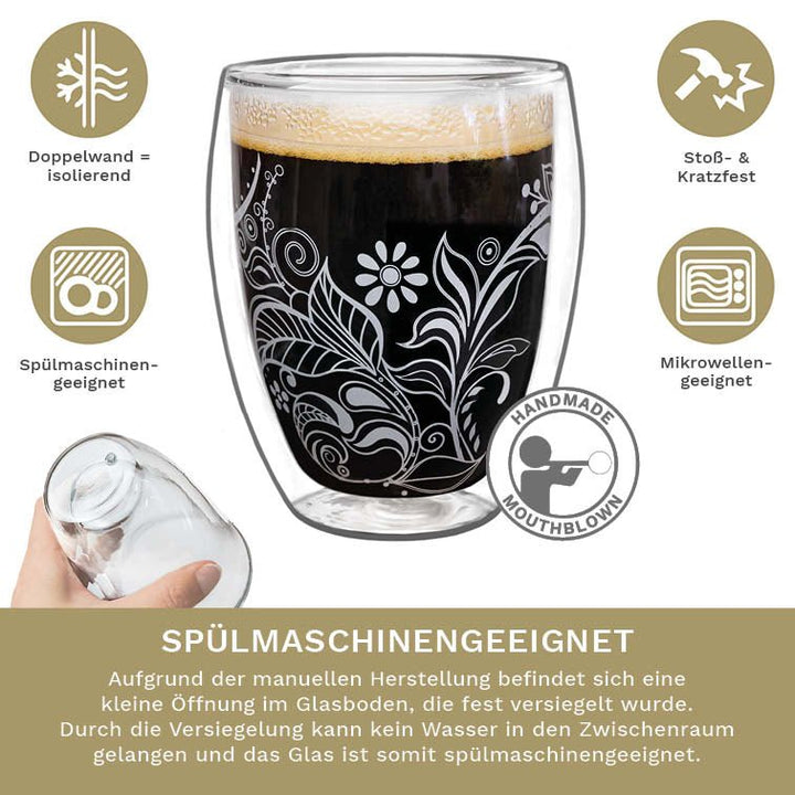 Thermoglas Flowery mit Dekor 250ml 2er Set