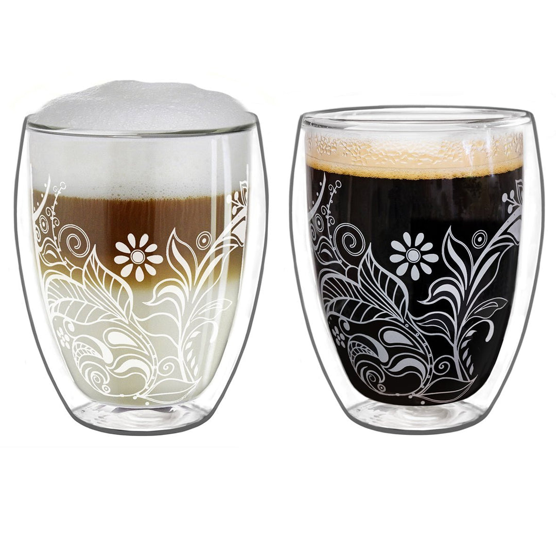 Thermoglas Flowery mit Dekor 250ml 2er Set – Nibelungentee