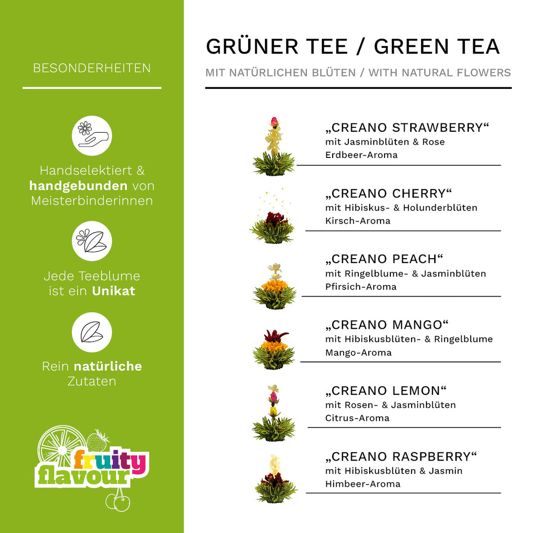 12er Holzbox ErblühTee Grüner Tee “Fruity Flavor”